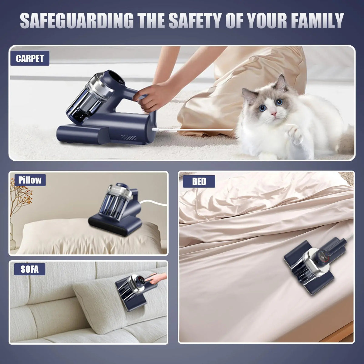 Teant Dust Mite Mattress Vacuum Cleaner, 16kPa High‑Power Suction, UV‑C Light & 149°F Hot Air Sanitisation, Smart LED Display, Aroma & Anion Function, HEPA Filtration, Lightweight Deep Cleaner for Bed, Sofa, Pet Hair & Household Allergens