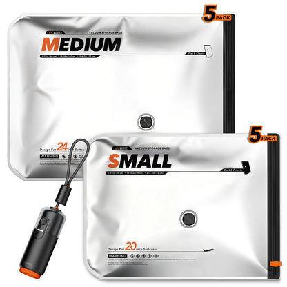 VACBIRD X8 Vacuum Compression Storage Bags Set, Rechargeable Wireless Pump | Space‑Saving for Dorm Travel & Seasonal Home Storage, Reduces Bulky Volume for Clothes, Bedding & Blankets 【Back‑to‑School】