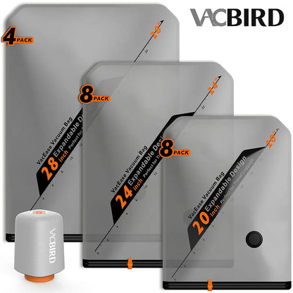 VACBIRD X8 Vacuum Compression Storage Bags Set, Rechargeable Wireless Pump | Space‑Saving for Dorm Travel & Seasonal Home Storage, Reduces Bulky Volume for Clothes, Bedding & Blankets 【Back‑to‑School】