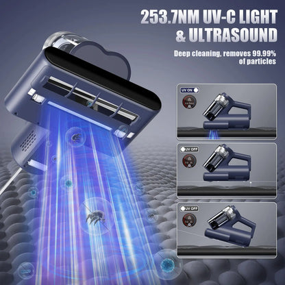 Teant Dust Mite Mattress Vacuum Cleaner, 16kPa High‑Power Suction, UV‑C Light & 149°F Hot Air Sanitisation, Smart LED Display, Aroma & Anion Function, HEPA Filtration, Lightweight Deep Cleaner for Bed, Sofa, Pet Hair & Household Allergens