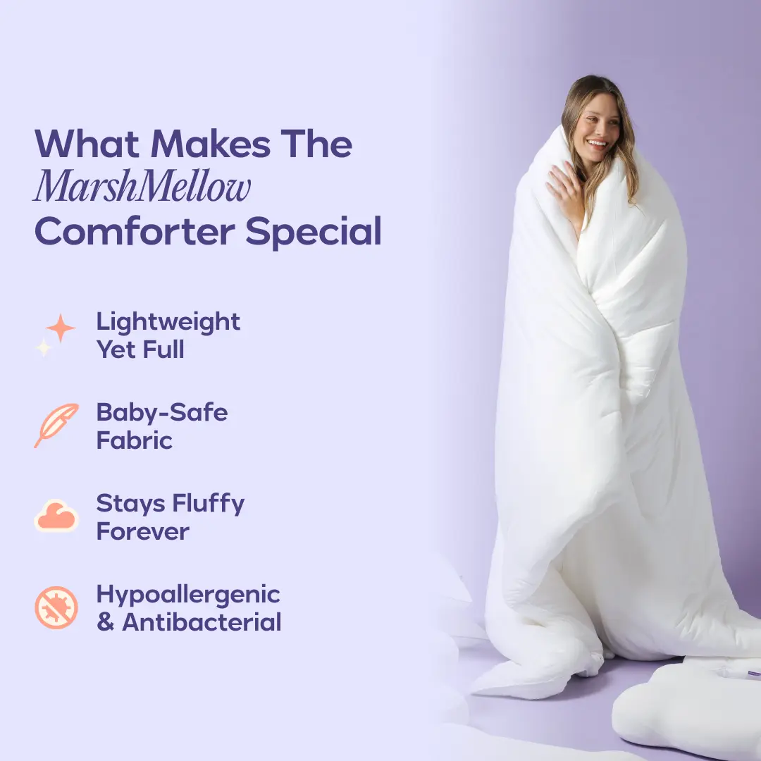 Mellow Sleep MarshMellow Comforter, Double‑Stuffed Ultra‑Soft A‑Class Fabric, Heat‑Adaptive Vegan Fill, OEKO‑TEX Certified, Machine Washable, Solves Night‑Time Overheating & Sweaty Sleep