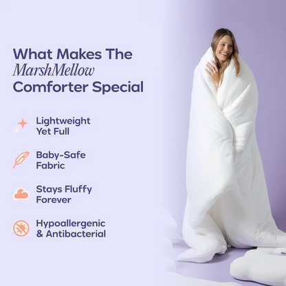 Mellow Sleep MarshMellow Comforter, Double‑Stuffed Ultra‑Soft A‑Class Fabric, Heat‑Adaptive Vegan Fill, OEKO‑TEX Certified, Machine Washable, Solves Night‑Time Overheating & Sweaty Sleep