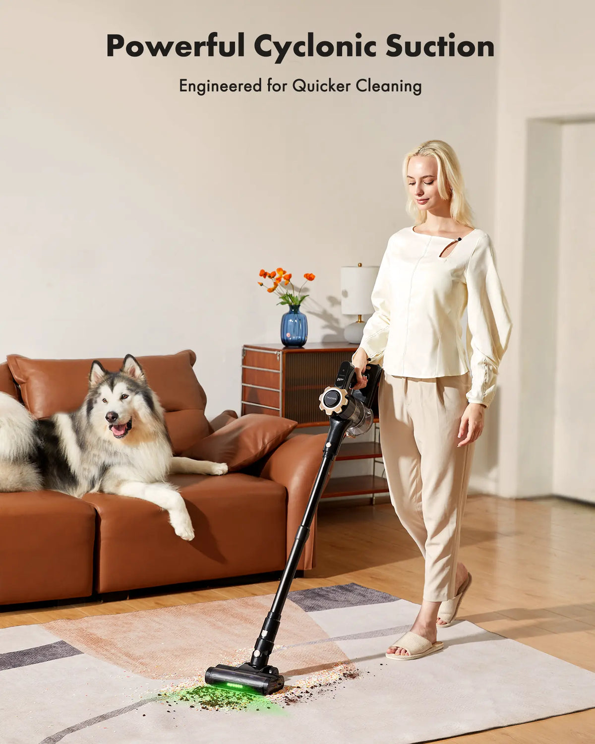【2026 Newly Upgraded】Trucozie T350 Cordless Vacuum Cleaner, 8-in-1 Lightweight Upright Stick Vacuum, 45-Min Runtime, Powerful 33kPa Suction, Ideal for Home, Hardwood Floors, Carpets & Pet Hair