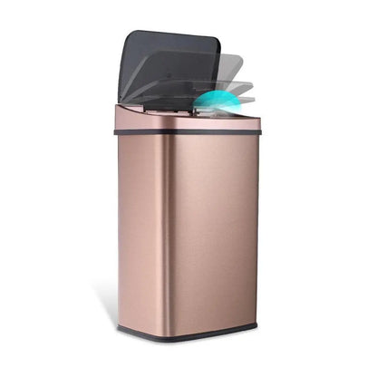Nine Stars 13‑Gallon Motion Sensor Trash Can, Touch‑Free Automatic Stainless‑Steel Bin, Soft‑Close Quiet Lid, Fingerprint‑Resistant, Non‑Slip Base for Kitchen, Home & Office