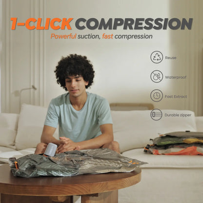 VACBIRD X8 Vacuum Compression Storage Bags Set, Rechargeable Wireless Pump | Space‑Saving for Dorm Travel & Seasonal Home Storage, Reduces Bulky Volume for Clothes, Bedding & Blankets 【Back‑to‑School】
