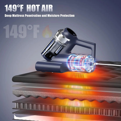 Teant Dust Mite Mattress Vacuum Cleaner, 16kPa High‑Power Suction, UV‑C Light & 149°F Hot Air Sanitisation, Smart LED Display, Aroma & Anion Function, HEPA Filtration, Lightweight Deep Cleaner for Bed, Sofa, Pet Hair & Household Allergens