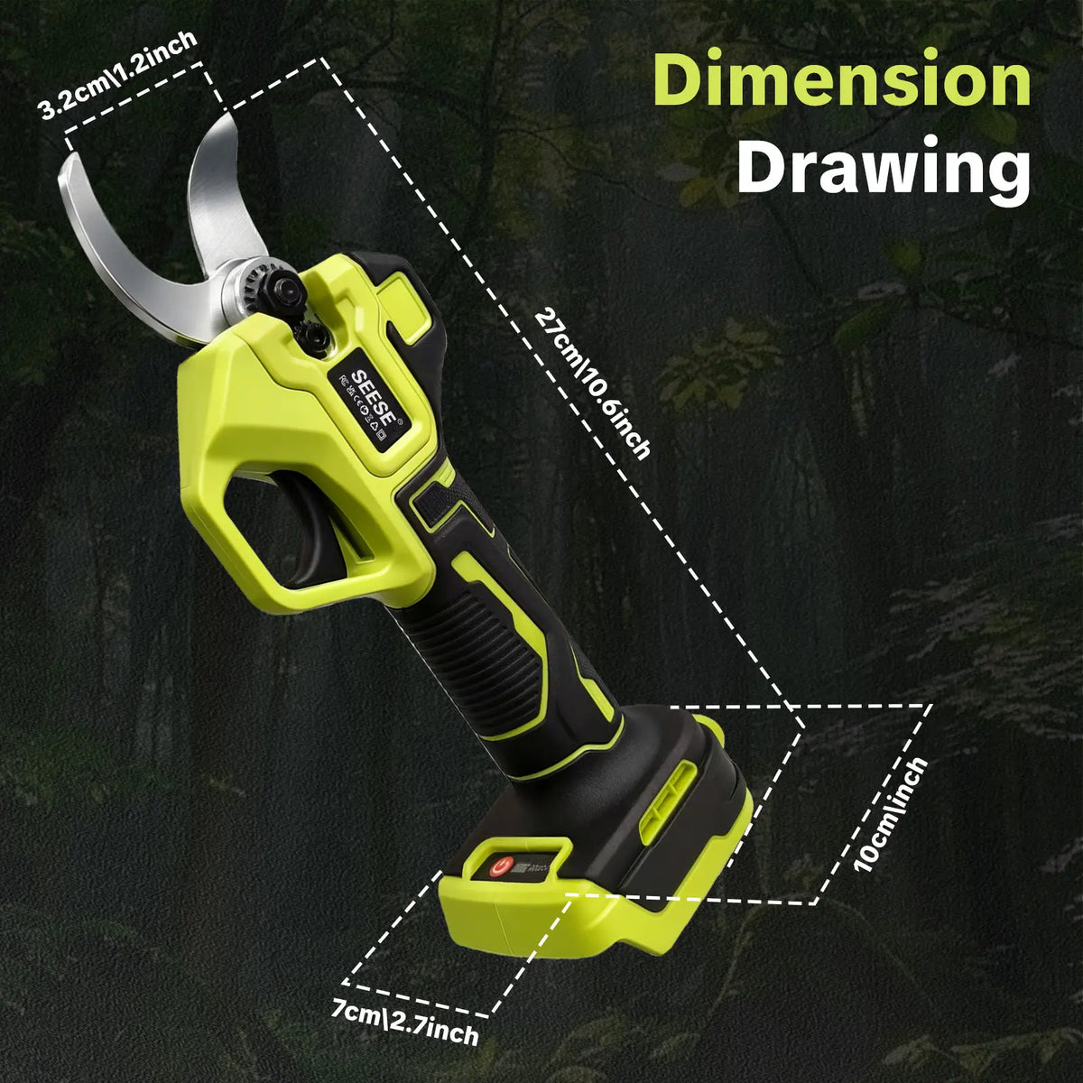 SEESE Electric Pruning Shears, 1.25" Cutting Cordless Power Pruner, Brushless Motor, Dual 21V Batteries for Tree & Flower Trimming Gardening