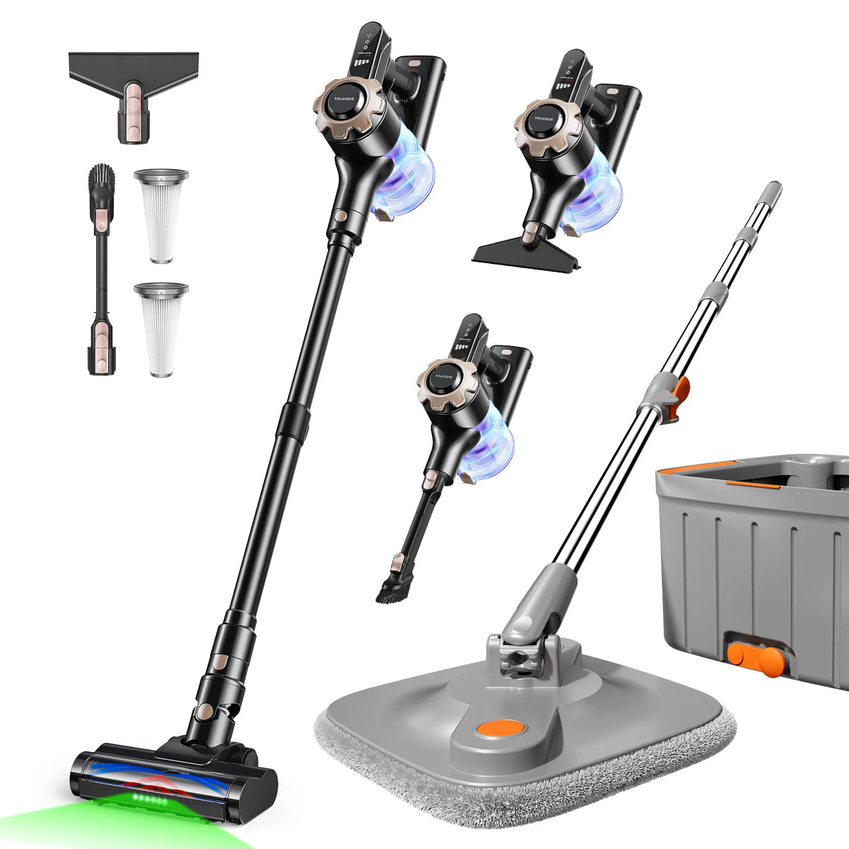【2026 Newly Upgraded】Trucozie T350 Cordless Vacuum Cleaner, 8-in-1 Lightweight Upright Stick Vacuum, 45-Min Runtime, Powerful 33kPa Suction, Ideal for Home, Hardwood Floors, Carpets & Pet Hair